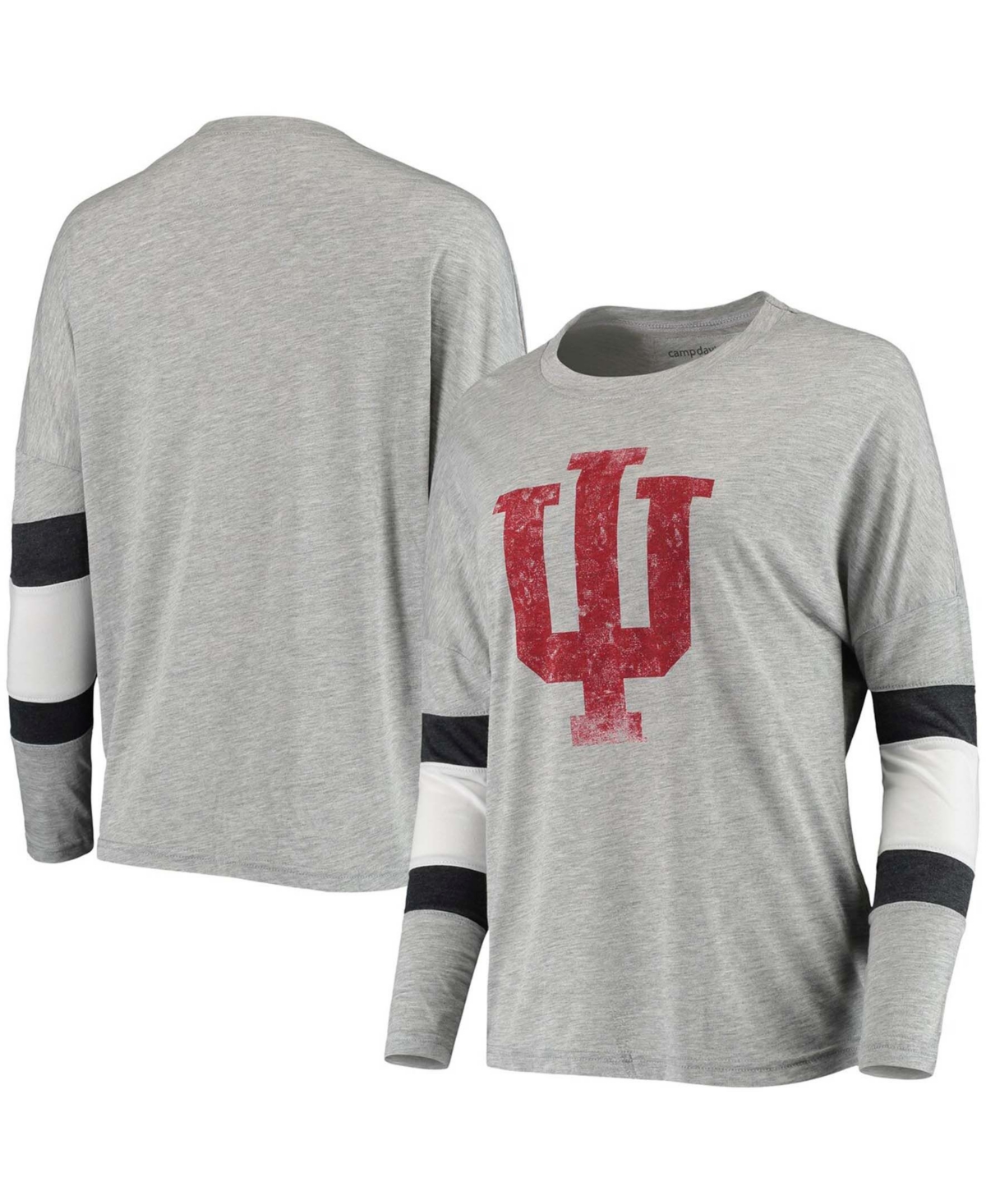 Women'sIndiana Hoosiers Swell Stripe Long Sleeve T-shirt - Heather Gray