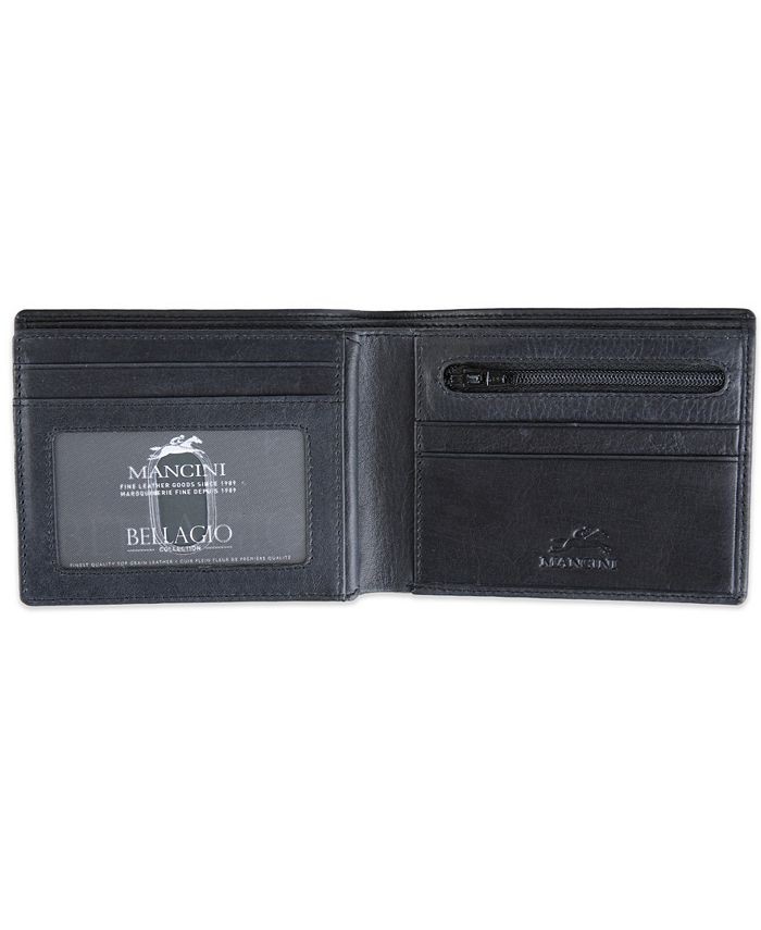 Mancini Men's Bellagio Collection Center Wing Bifold Wallet with Coin ...