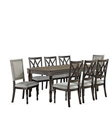 Linett 9-Pc Dining ( Table + 6 Side chairs + 2 Upholstered Chairs)
