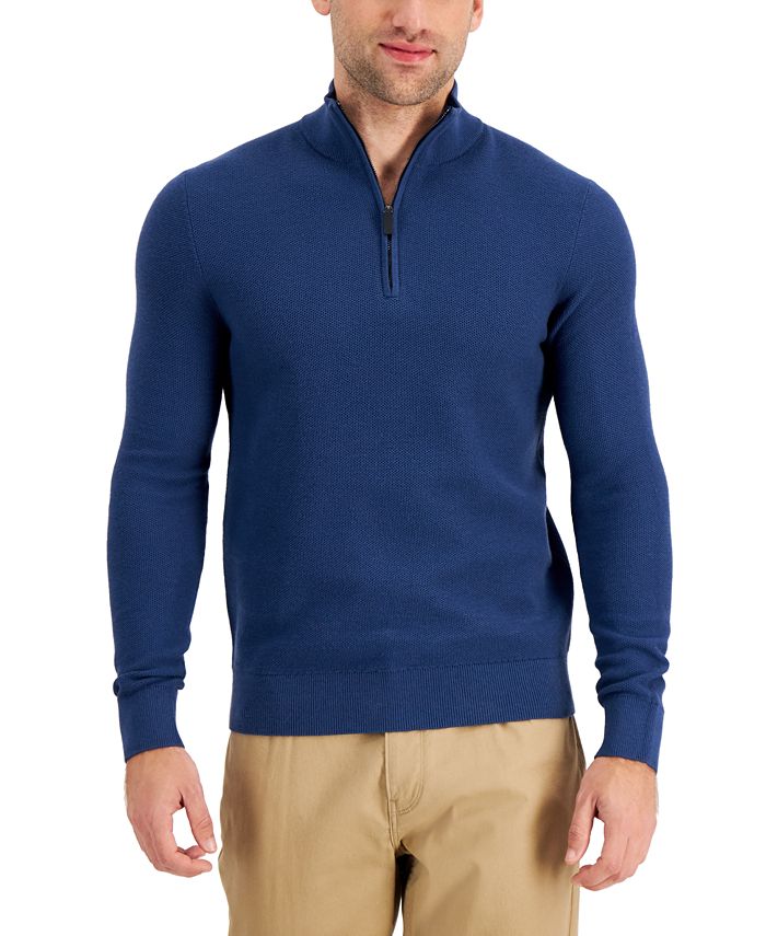 Michael Kors Men's Textured Quarter-Zip Sweater - Macy's