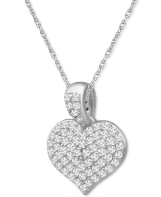 Black Diamond (1/2 ct. t.w.) & White Diamond (1/2 ct. t.w.) Reversible Pav&eacute; Heart 18" Pendant Necklace in 14k White Gold