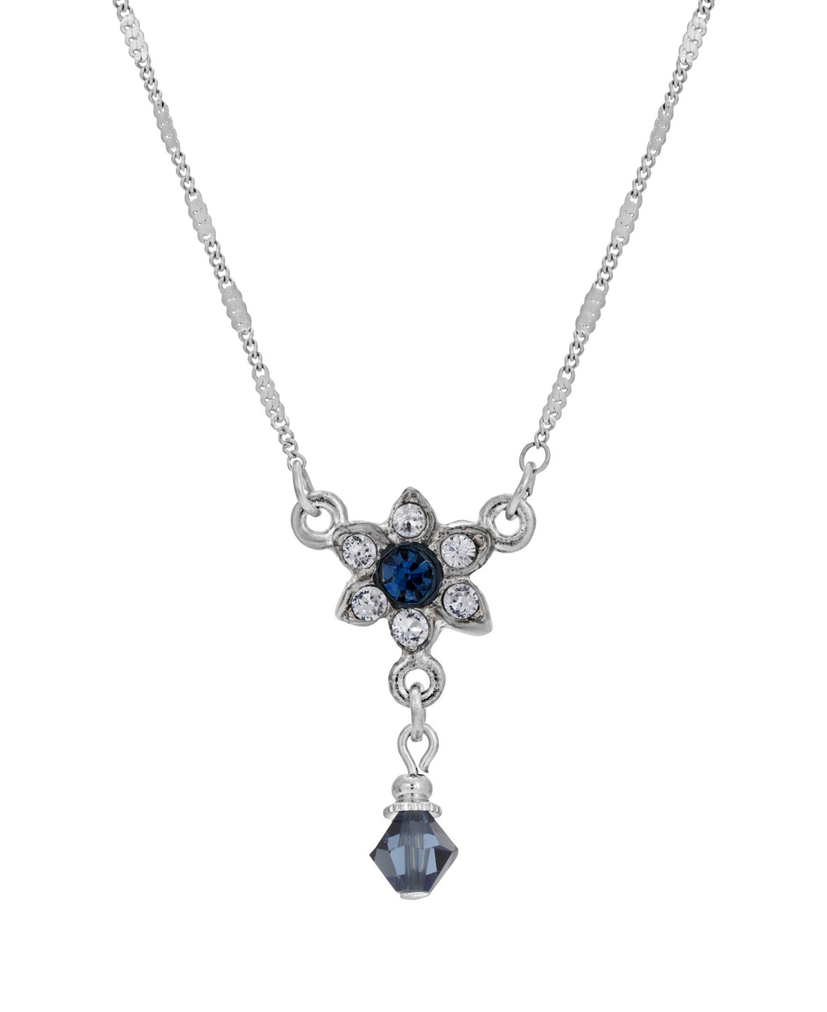 2028 Petite Flower Drop Necklace In Blue