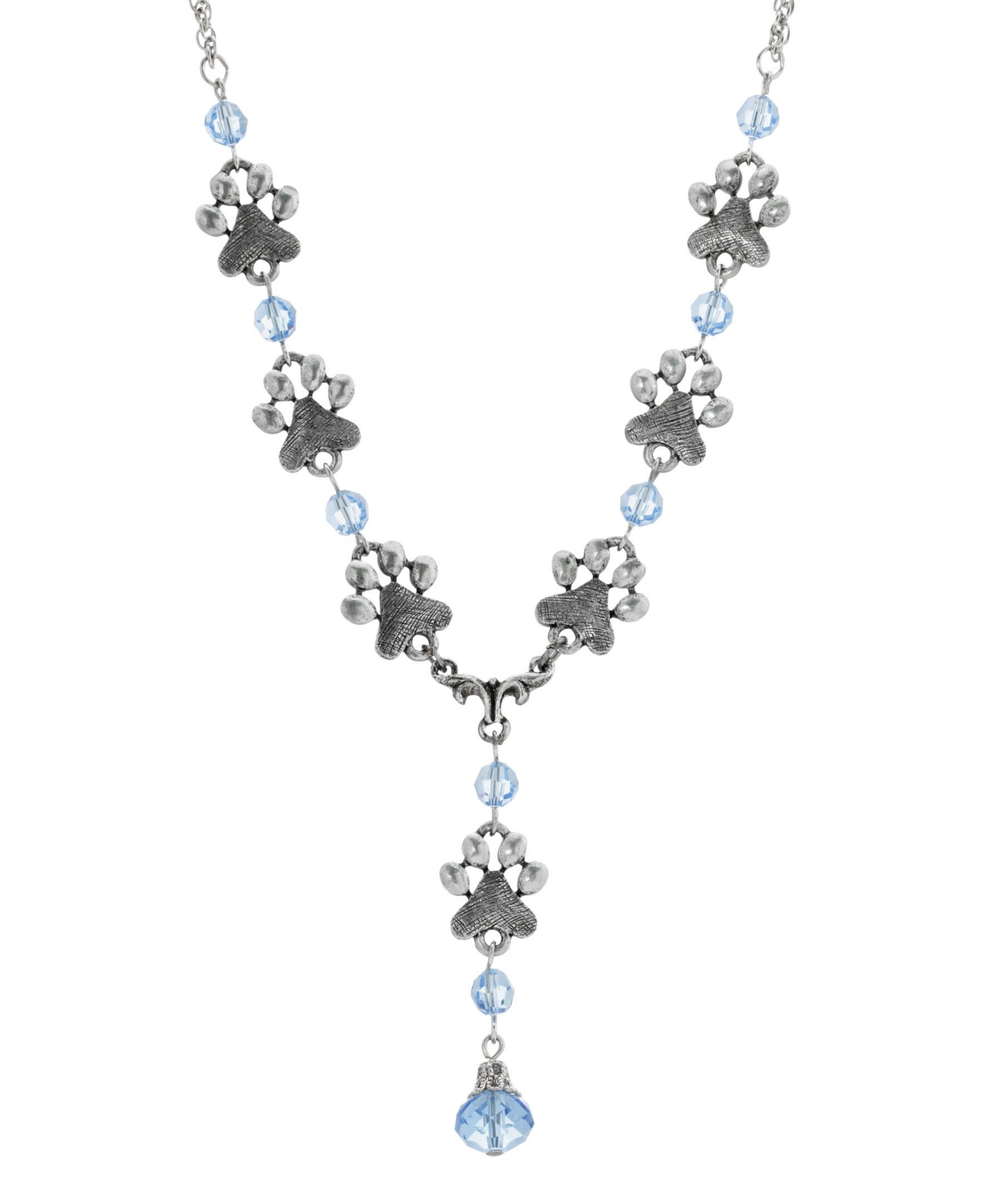 2028 Sapphire Beaded Paw Necklace In Blue