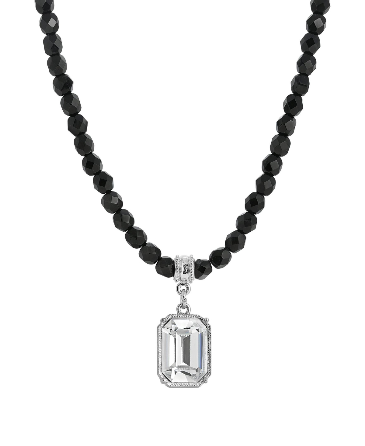 2028 Crystal Pendant Necklace In Black
