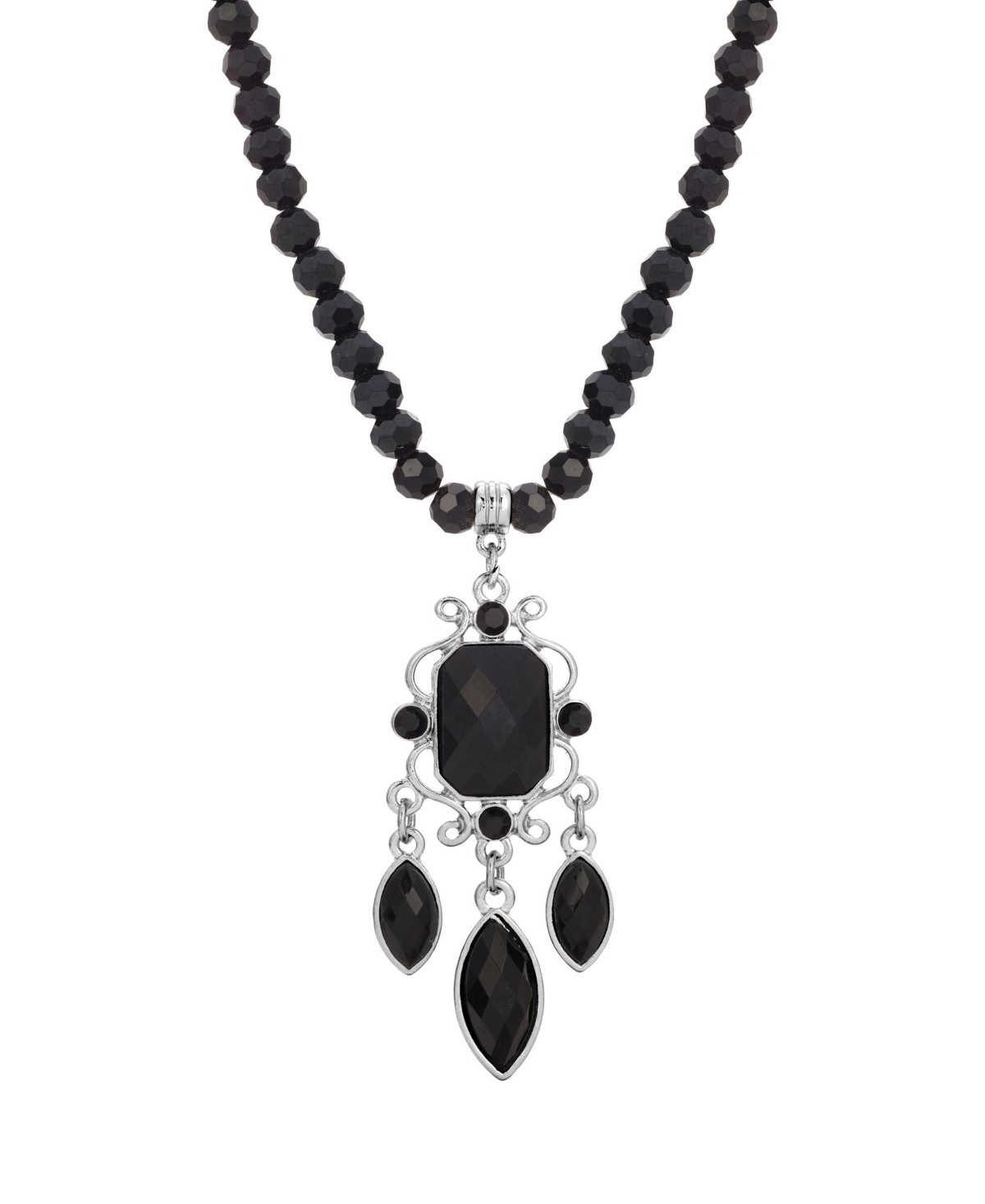 2028 Chandelier Drop Necklace In Black