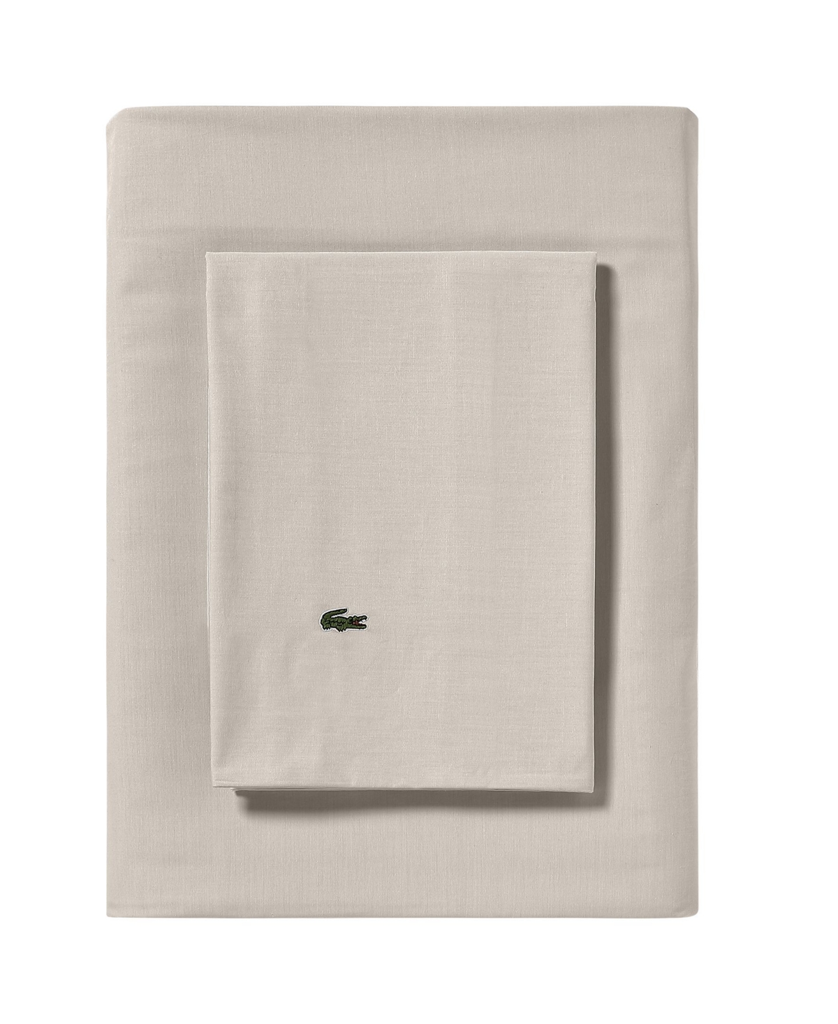 Lacoste Home Solid Cotton Percale Sheet Set, Twin In Pumice