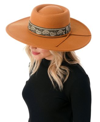 Women's Wool Blend Felt Hat with Paisley Print Band