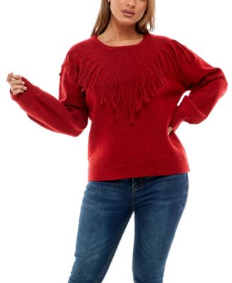 red fringe sweater