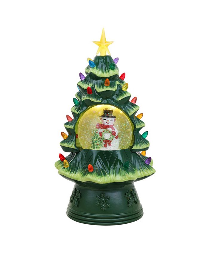 Mr. Christmas Snowman Snow Globe Nostalgic Tree, 14" Macy's