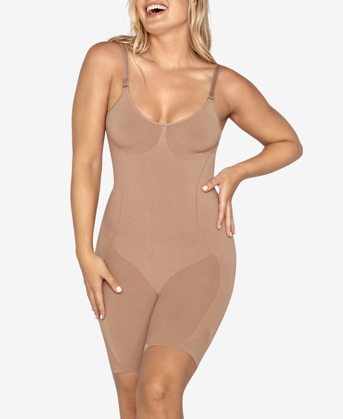 Leonisa Women's Firm Tummy-Control Wyob Power Slim Faja Bodysuit Shaper  018478 - Beige- Nude
