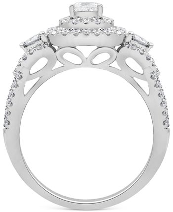 Macy's - Diamond Princess & Round Multi-Halo Engagement Ring (1 ct. t.w.) in 14k White Gold