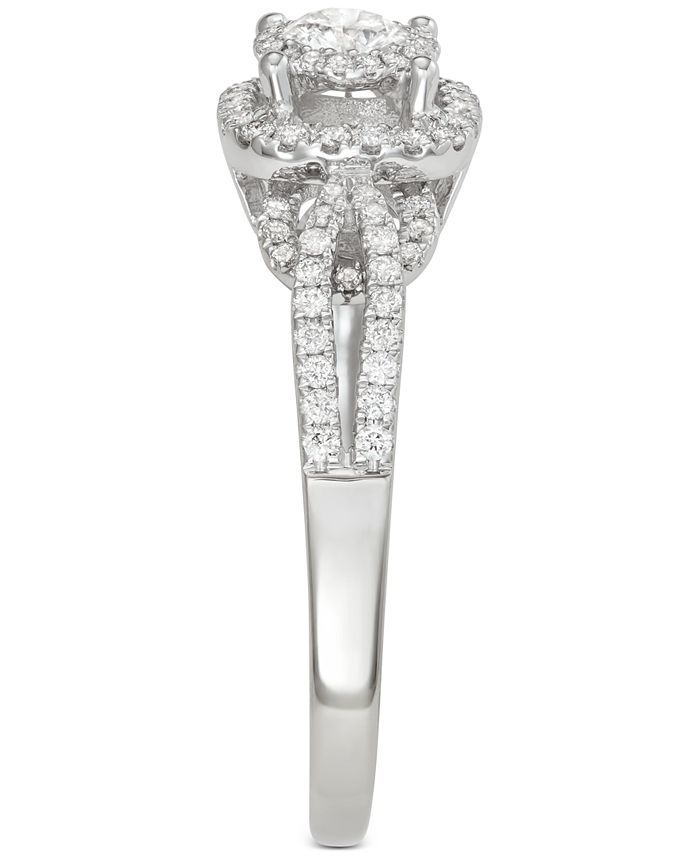 Macy's - Diamond Double Halo Split Shank Engagement Ring (5/8 ct. t.w.) in 14k White Gold