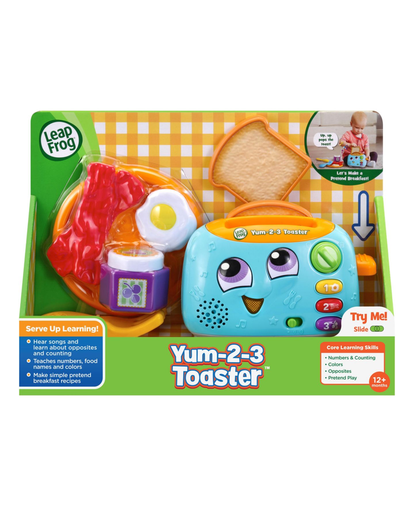 Детские игрушки VTech Yum-2-3 Light-Up Pop-Up Toaster, 9-Piece Set, Ages 1+ — фото 2