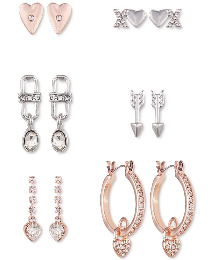 GUESS 6 Pc. Two Tone Crystal Earrings Set Macy s