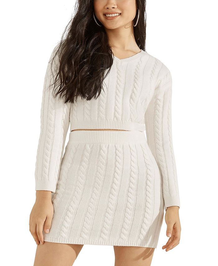 GUESS Cable-Knit Sweater - Macy's
