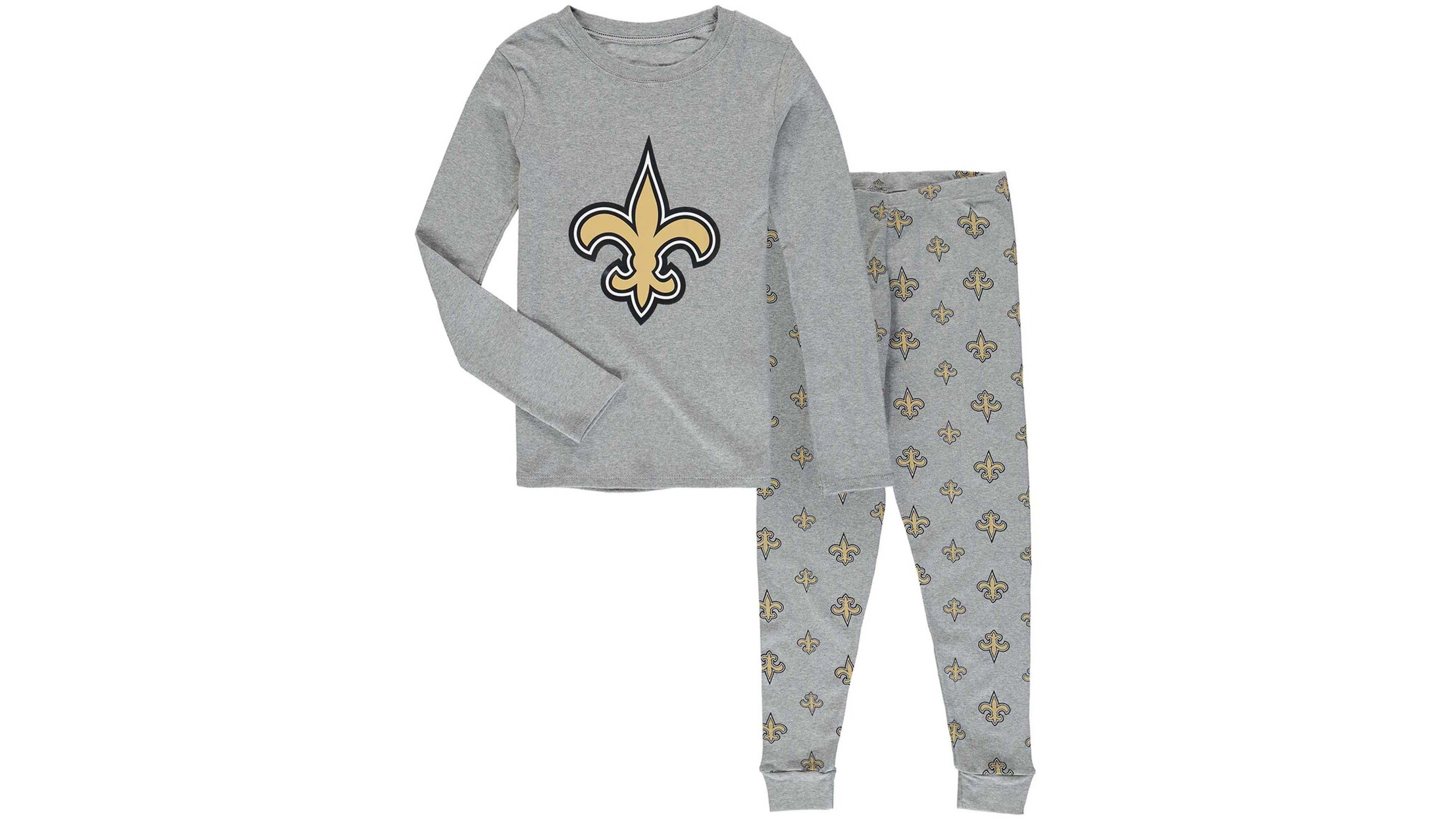Little Boys Heathered Gray New Orleans Saints Long Sleeve T-shirt Pants Sleep Set