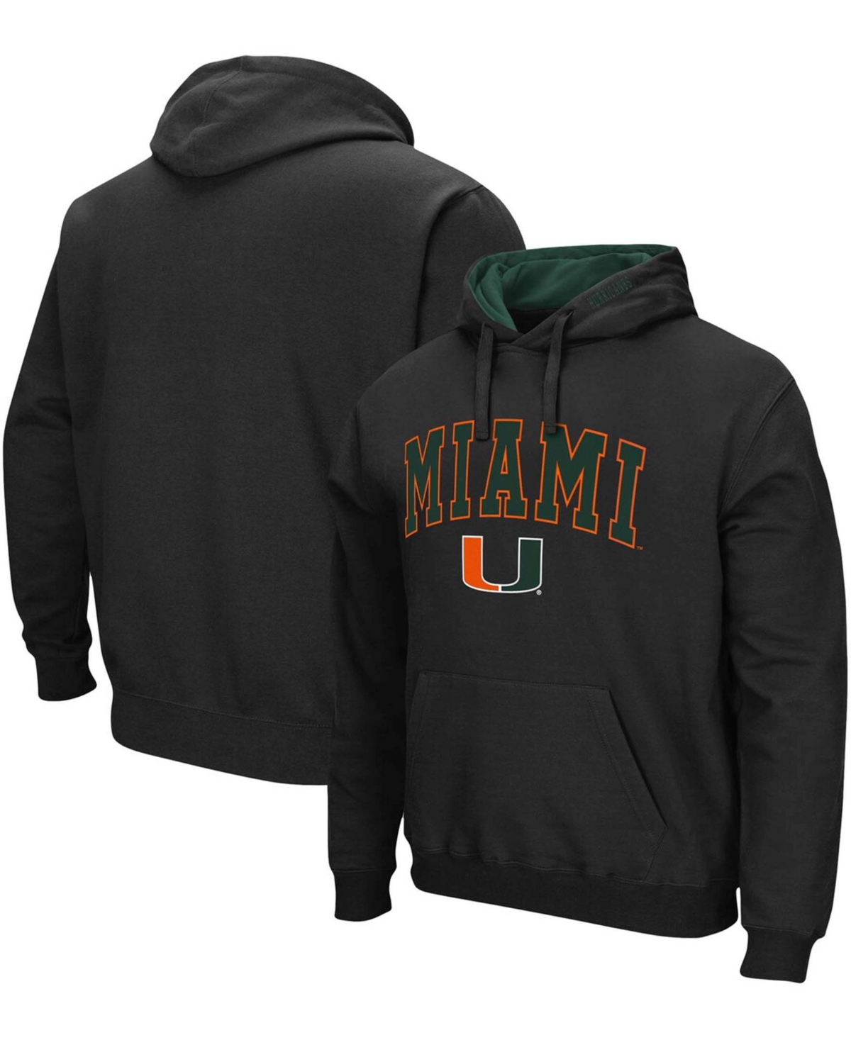 Colosseum Men's Miami Hurricanes Arch Logo 3.0 Pullover Hoodie In Black