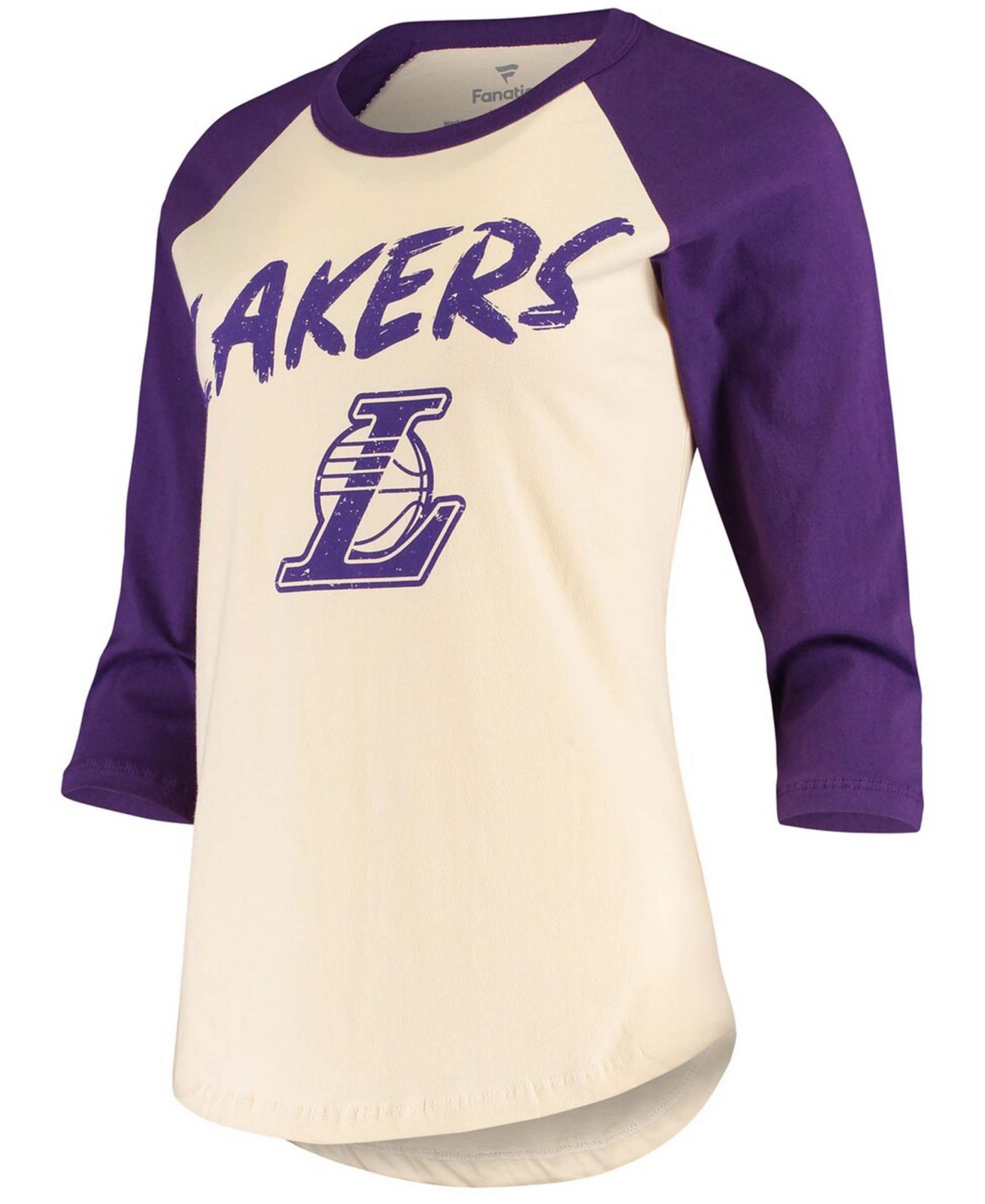 Women's LeBron JamesLos Angeles Lakers Raglan 3/4-Sleeve T-shirt - Cream