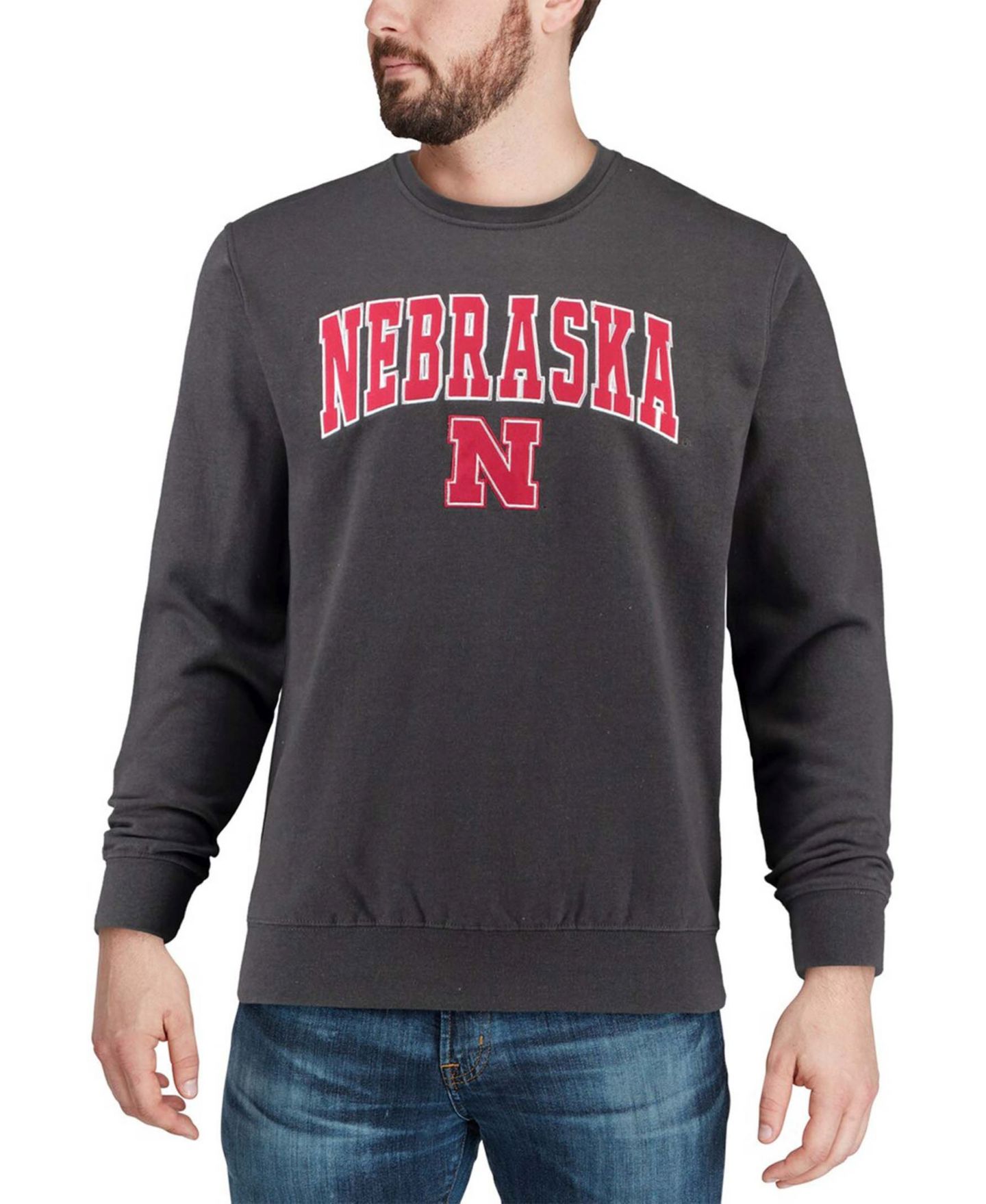 Мужская толстовка Colosseum Nebraska Huskers Arch & Logo Pullover, цвет: Угольный — фото 4