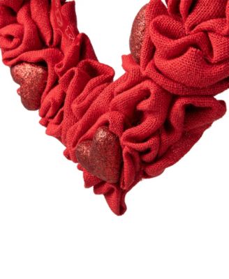 19.25" Fabric Valentine's Heart Wreath