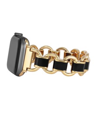 Women's Gold-Tone and Black Enamel Link Bracelet designed for Apple Watch&reg; 42mm (Series 1-3 only) & 44/45/46/49mm (Ultra & Ultra 2)
