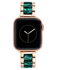 42/44/45mm Apple Watch Bracelet in Green Resin and Rose Gold Stainless Steel With Rose Gold Adaptors