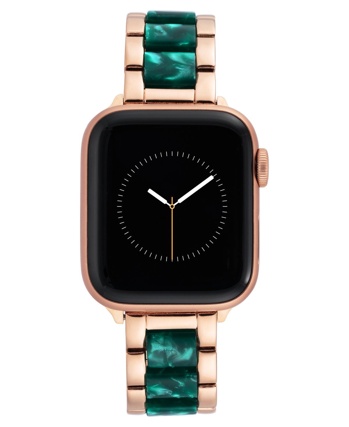 42/44/45mm Apple Watch Bracelet in Green Resin and Rose Gold Stainless Steel With Rose Gold Adaptors - Green, Rose Gold Tone