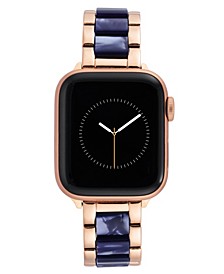 38/40/41mm Apple Watch Bracelet in Navy Resin and Rose Gold Stainless Steel With Rose Gold Adaptors