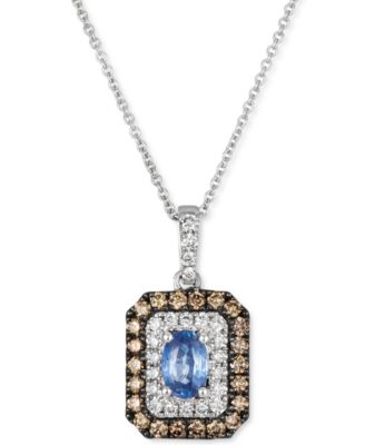 Le Vian - Blueberry Sapphire (3/8 ct. t.w.) & Diamond (1/2 ct. t.w.) 18" Pendant Necklace in 14k White Gold