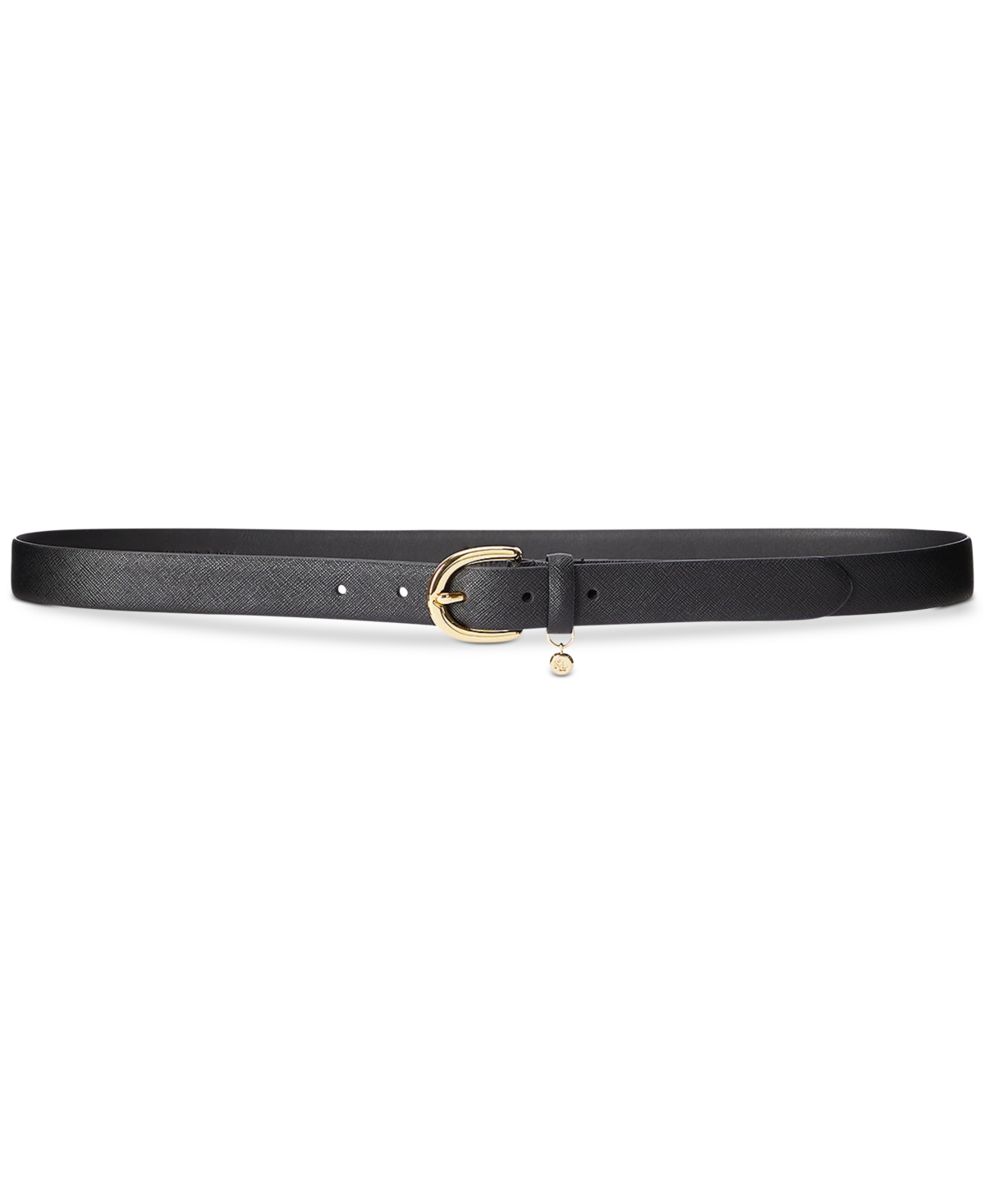 Lauren Ralph Lauren Women's Charm Crosshatch Leather Belt In Black