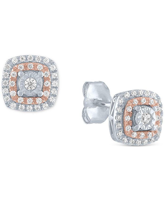 Rose gold halo earrings Clearance