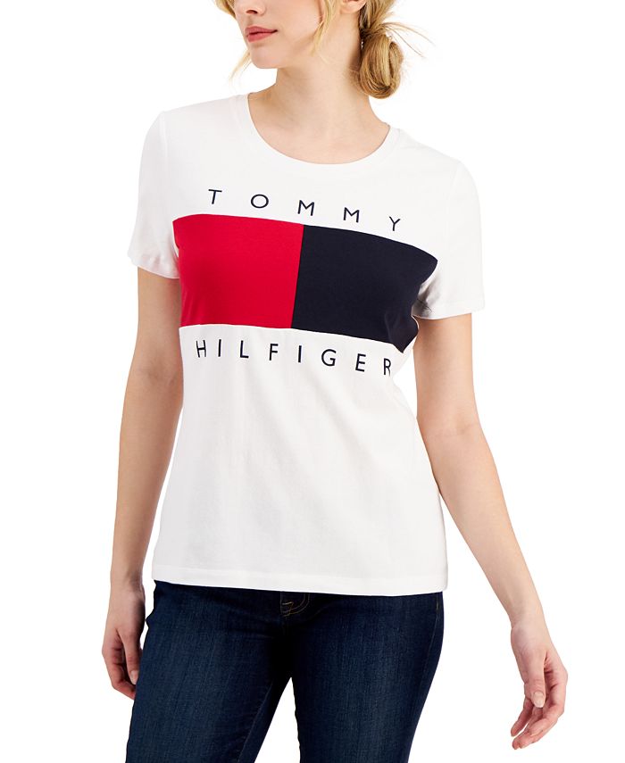 domineren betreden kloon Tommy Hilfiger Women's Big Flag Logo T-Shirt & Reviews - Tops - Women -  Macy's