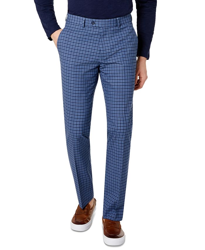 Bar III Men's Slim-Fit Blue-Check Dress Pants, Created for Macy's - Macy's