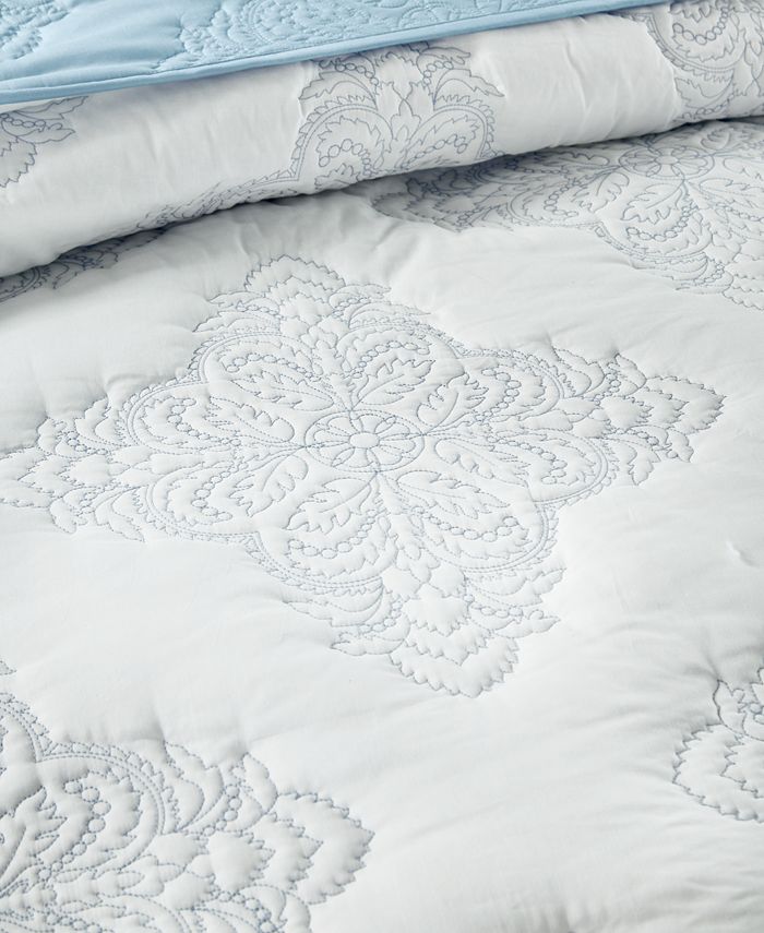 Martha Stewart Collection Medallion Embroidered Quilt, King, Created