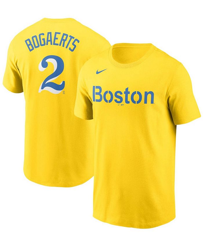 Men's Xander Bogaerts Gold/Light Blue Boston Red Sox City Connect Name &  Number T-Shirt