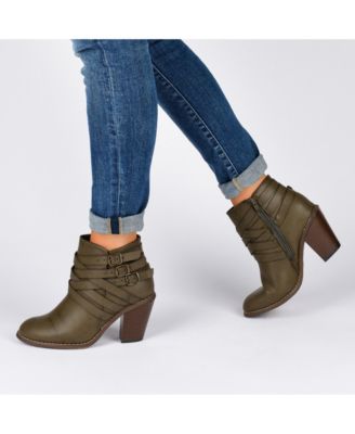 Journee Collection Women's Strap Boot - Stone