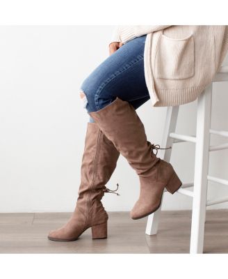 Women's Leeda Wide Calf Lace Up Detail Knee High Boots