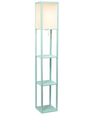 Column Shelf Floor Lamp with Linen Shade