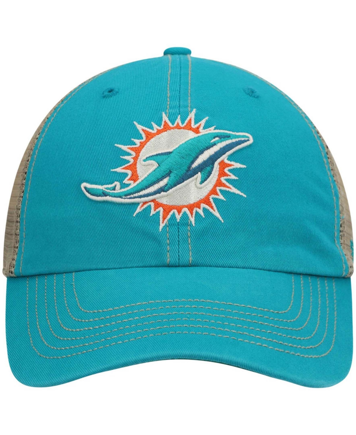 47 Brand Men's Aqua, Natural Miami Dolphins Trawler Trucker Clean Up Snapback Hat In Aqua,natural