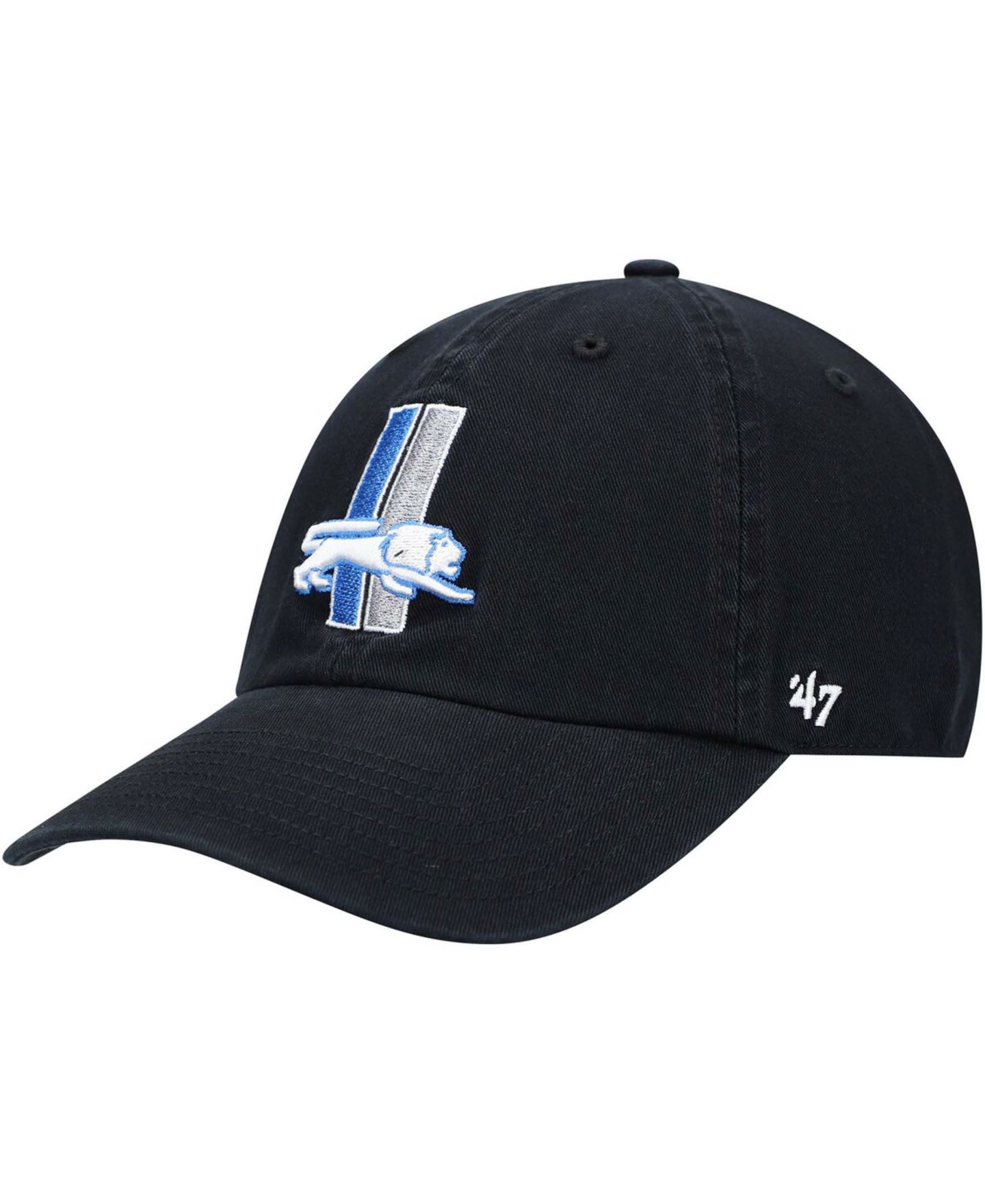 Мужская кепка '47 Brand Black Detroit Lions Clean Up Legacy Adjustable Hat — фото 2