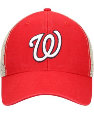 Men's Red, Natural Washington Nationals Flagship Washed MVP Trucker Snapback Hat