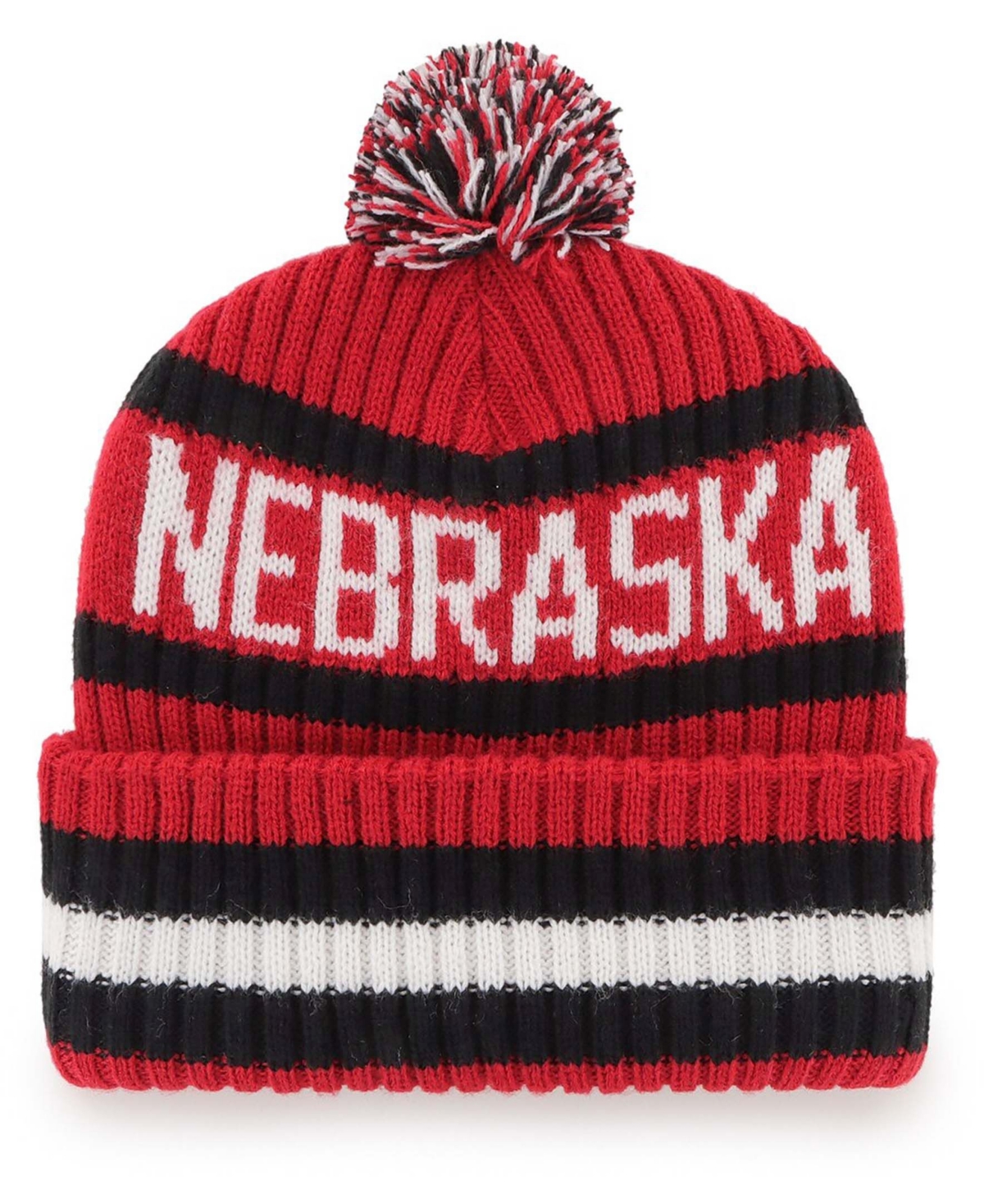 Men'sNebraska Huskers Bering Cuffed Knit Hat with Pom - Scarlet