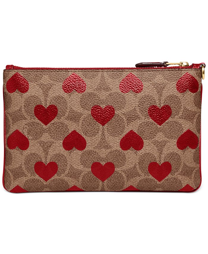 COACH Coated Canvas Signature Heart Print Wristlet Macy's