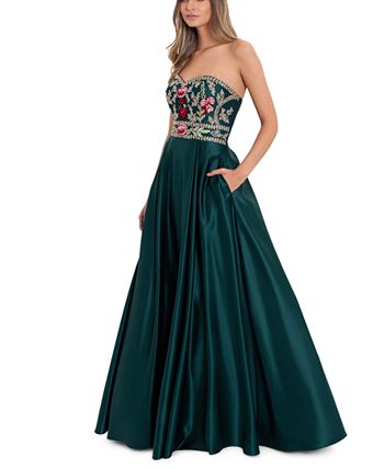 Blondie Nites Juniors' Strapless Embellished Ball Gown - Macy's