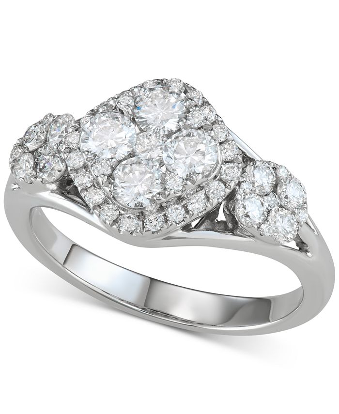 Macy s Diamond Triple Cluster Engagement Ring 1 1 4 ct. t.w. in