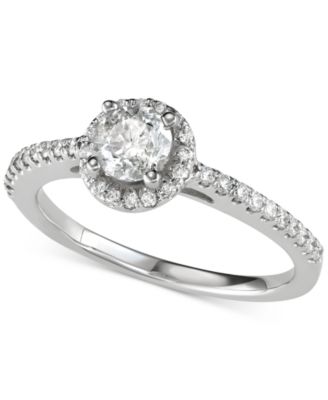 Macy's - Diamond Halo Engagement Ring (3/4 ct. t.w.) in 14k White Gold