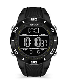 Men's Digital Black Silicon Strap Watch, 49mm