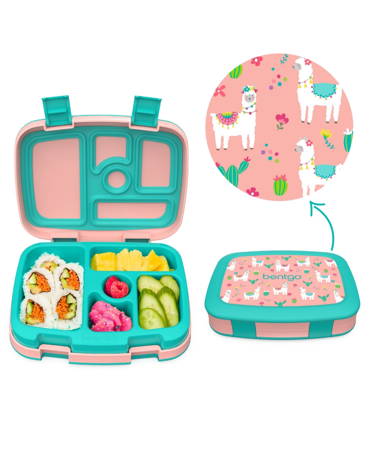 Bentgo Kids Prints Leak-Proof Lunch Box - Submarine - Aqua and Peach