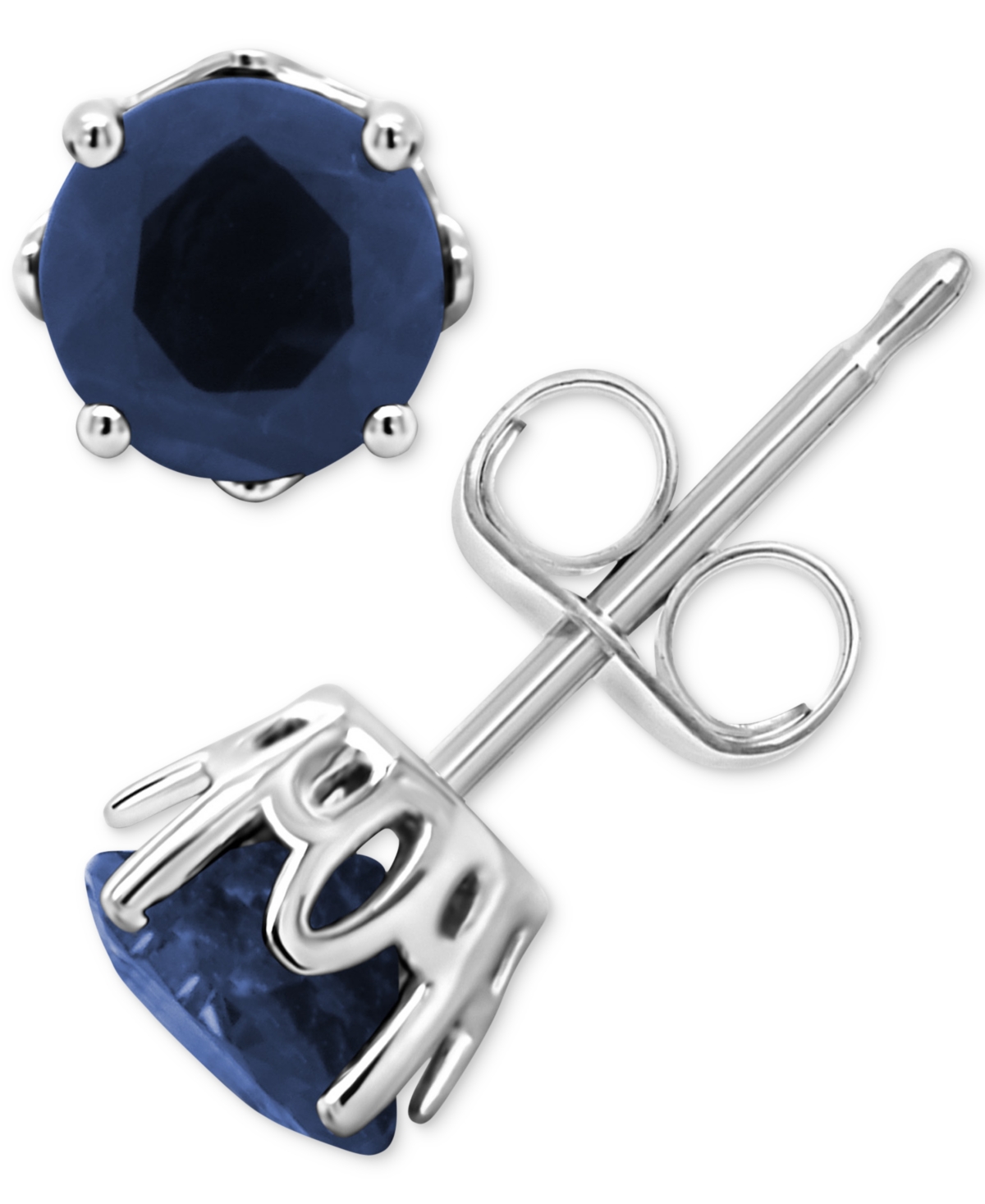 Solitaire Stud Earrings (1-1/5 ct. t.w.) in Sterling Silver (Also in Ruby & Emerald) - Sapphire