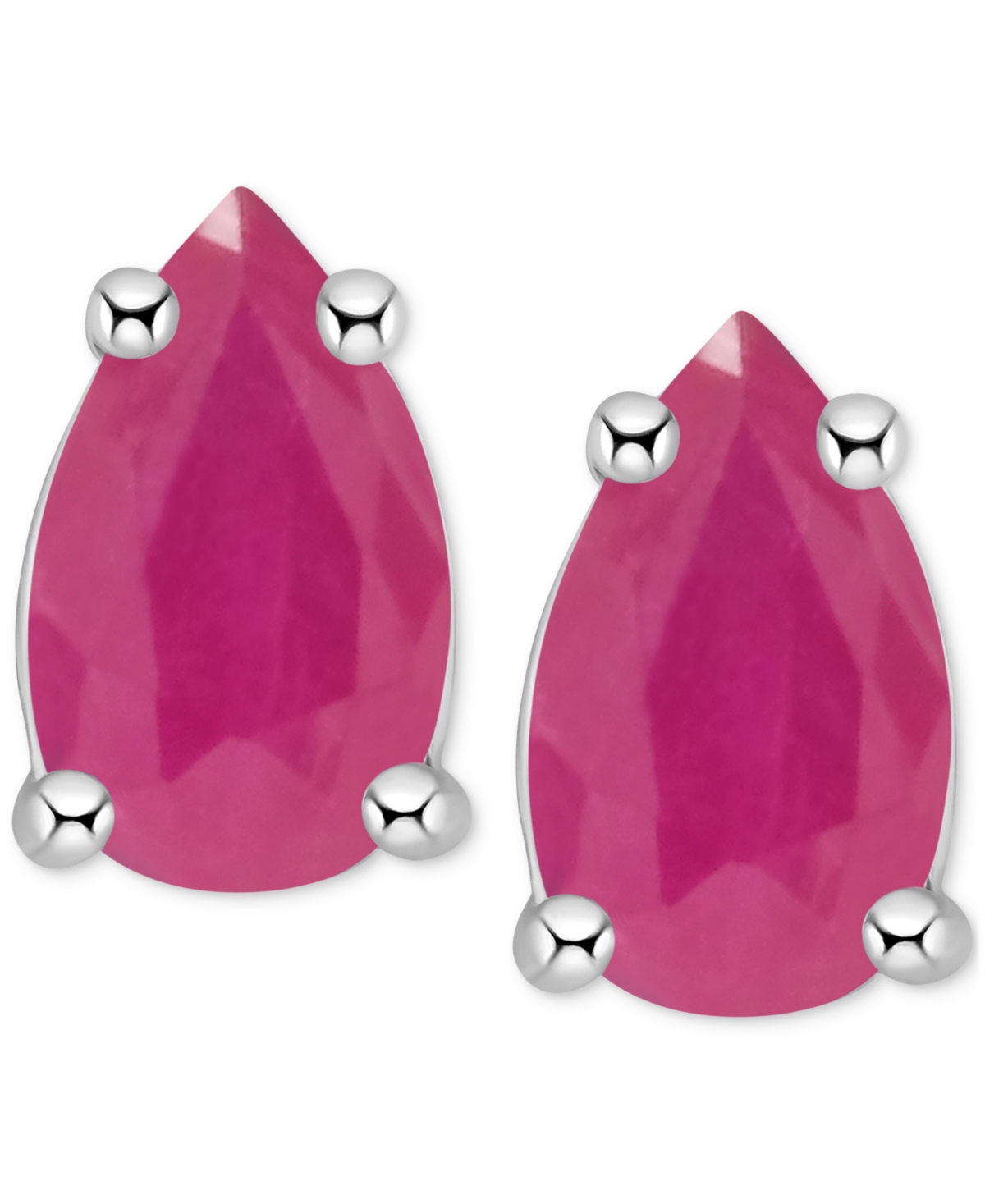 Macy's Tanzanite Pear-shape Stud Earrings (3/8 Ct. T.w.) In 14k White Gold (also In Emerald, Ruby & Sapphir In Red